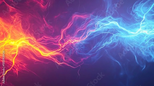 Dynamic swirl of vibrant orange and blue energy, creating a stunning abstract background with a sense of movement and contrast.