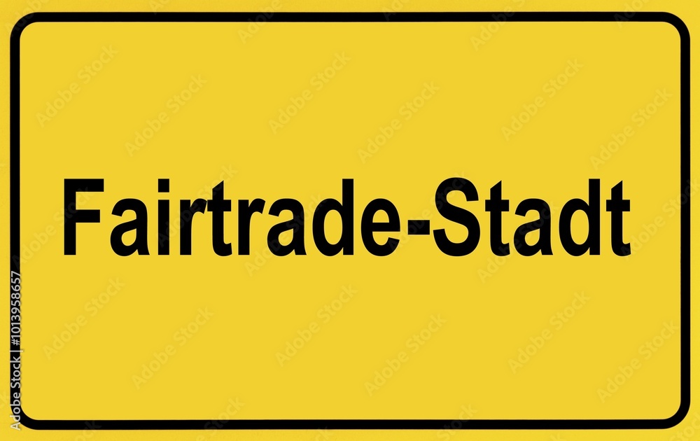 City limit sign, entering Fairtrade-Stadt, German for a town with fairtrade City limit sign, entering Fairtrade-Stadt, German for a town with fairtrade