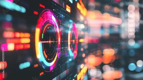 Vibrant abstract digital art featuring colorful circular patterns, perfect for technology and modern design projects.