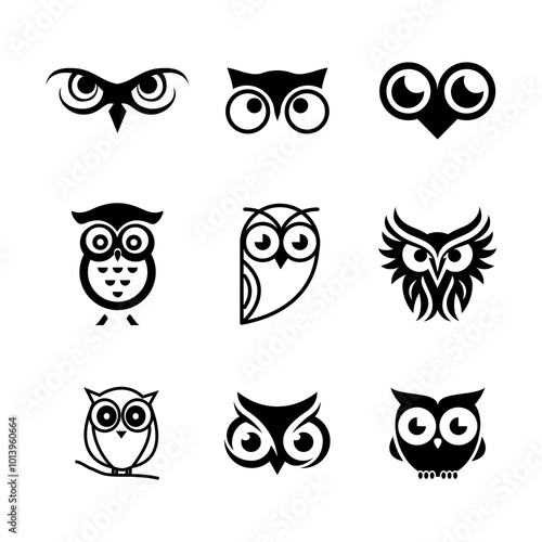 Owl icon logo collection PNG transparent background