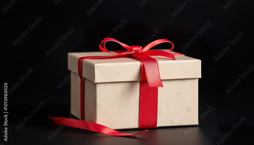Obraz premium red gift box on a black background 