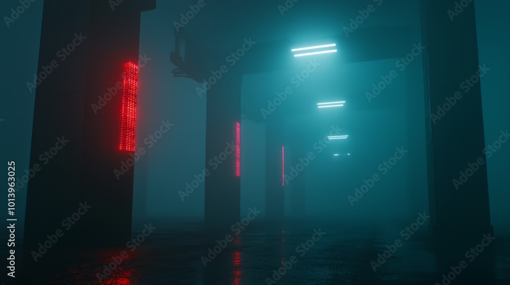 Futuristic Ray Tracing Hostile AI Dystopia Concept Art: Chilling Portrait of Dark City Illuminated by AI Lights Futuristic Ray Tracing Hostile AI Dystopia Concept Art: Chilling Portrait of Dark City Illuminated by AI Lights