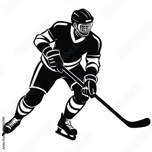 a ice hockey playing silhouette vector