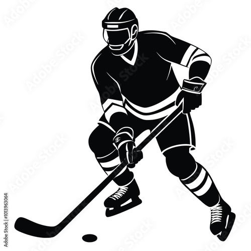 a ice hockey playing silhouette vector