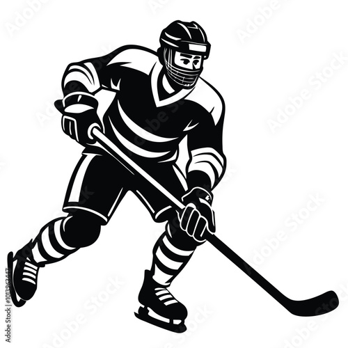 a ice hockey playing silhouette vector