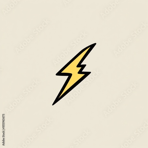 A bold yellow lightning bolt icon on a neutral beige background for artistic and graphic design purposes