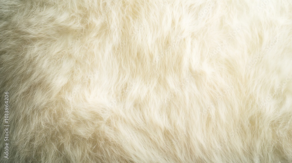 Close up of luxurious polar bear fur, soft white with slightly yellow undertones, dense and coarse texture Close up of luxurious polar bear fur, soft white with slightly yellow undertones, dense and coarse texture