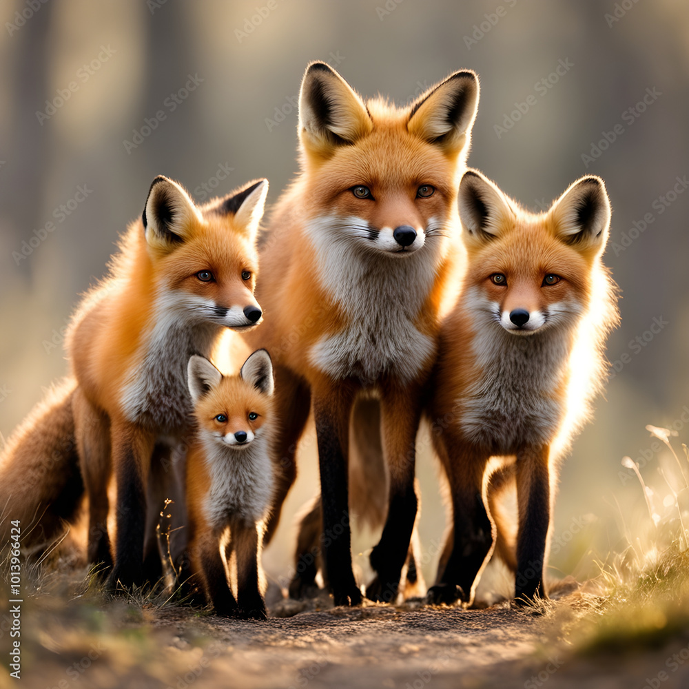 Fototapeta premium A fox family