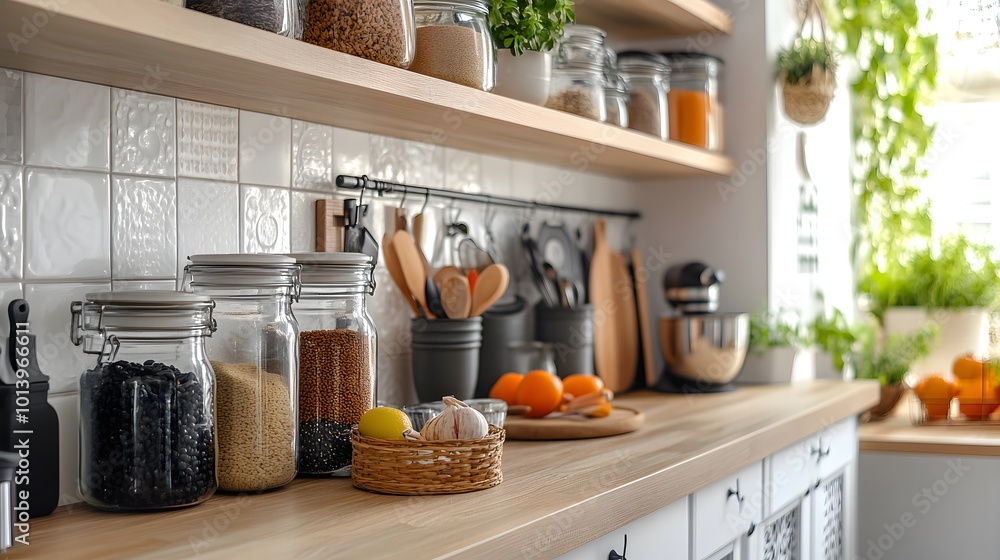 Luxury home kitchen interior with high-end cabinets and kitchenware, creating a sophisticated cooking space Luxury home kitchen interior with high-end cabinets and kitchenware, creating a sophisticated cooking space