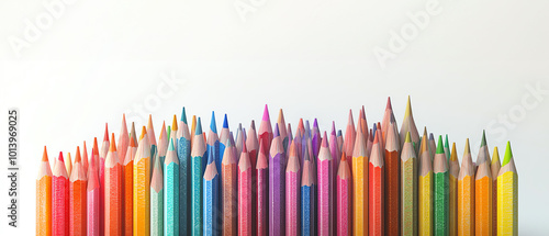 A vibrant collection of colored pencils arranged in a stunning gradient, perfect for creative projects and artistic expression.