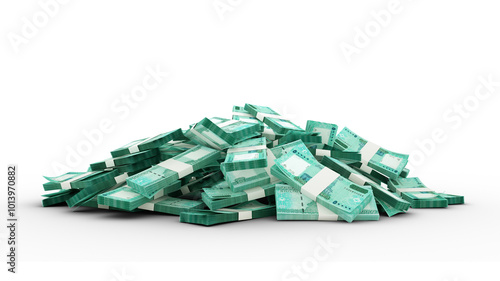 Картината върху платно 3D Stack of 1000 Somali shilling notes isolated on transparent background