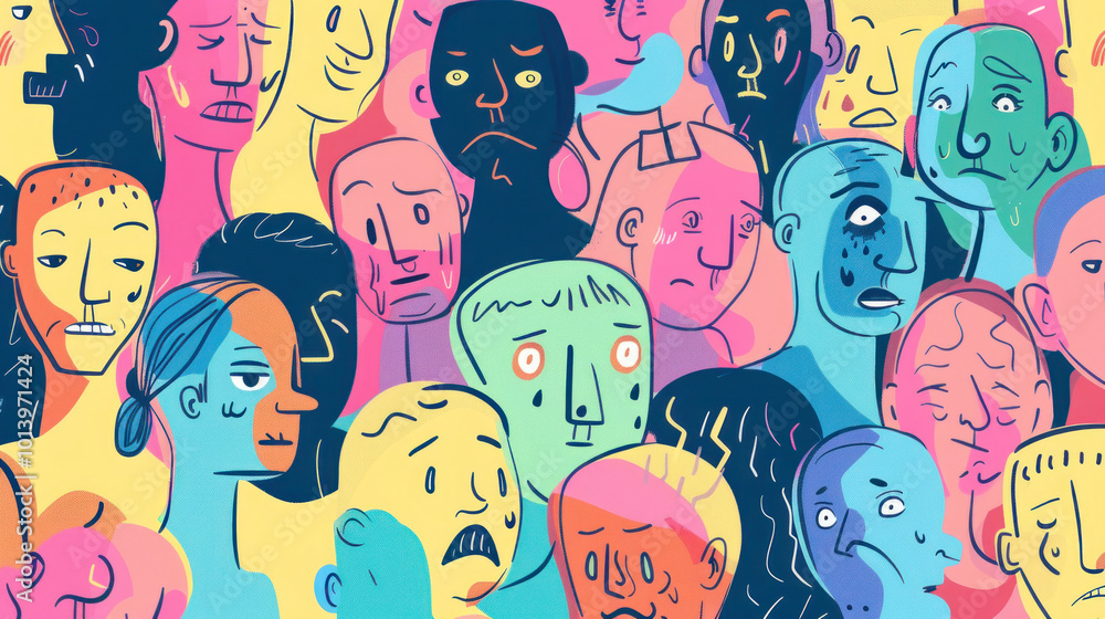 A visual of people navigating their emotions, including sadness, with mindfulness and self-awareness. A visual of people navigating their emotions, including sadness, with mindfulness and self-awareness.