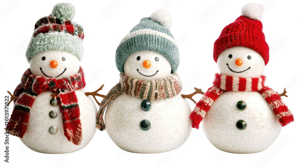 Charming Christmas Snowmen Collection, Isolated on White, PNG File, Transparent Background Charming Christmas Snowmen Collection, Isolated on White, PNG File, Transparent Background