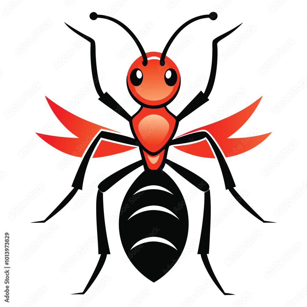 black and light red color ant logo icon vector illustration black and light red color ant logo icon vector illustration