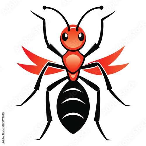 black and light red color ant logo icon vector illustration