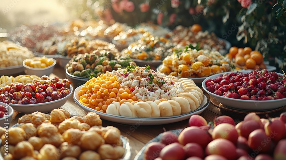 Delicious Food Buffet Spread with Variety of Dishes and Snacks Delicious Food Buffet Spread with Variety of Dishes and Snacks