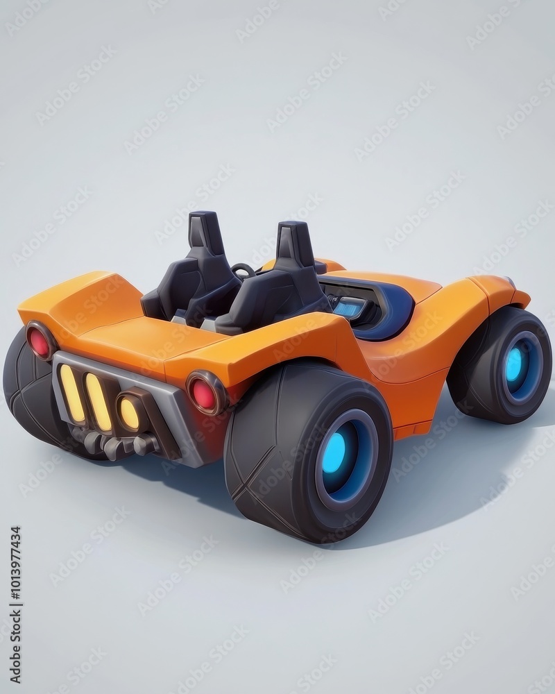 Fototapeta premium A unique brightly colored vehicle ready for adventurous journeys on modern roadways