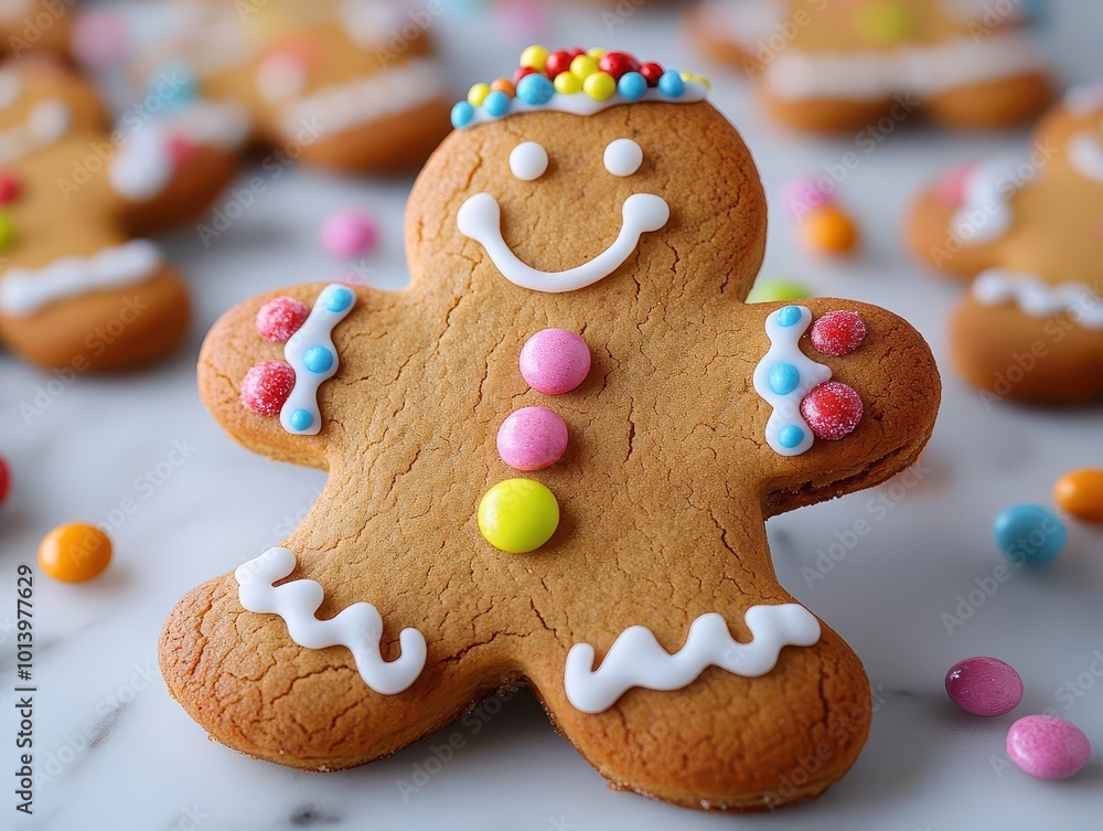 charming gingerbread man sitting isolated against a simple white background decorated with colorful icing and candy exuding a delightful and festive holiday spirit charming gingerbread man sitting isolated against a simple white background decorated with colorful icing and candy exuding a delightful and festive holiday spirit