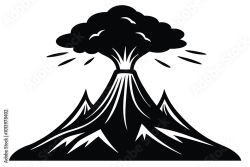 volcano erupting icon silhouette