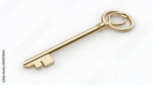 Golden key isolated on a white background 3D illustration