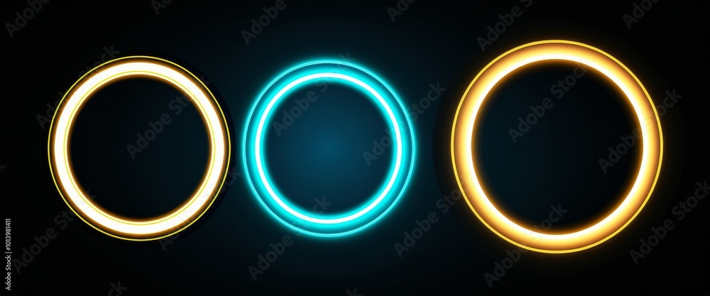 Round glowing light frame on dark background Round glowing light frame on dark background