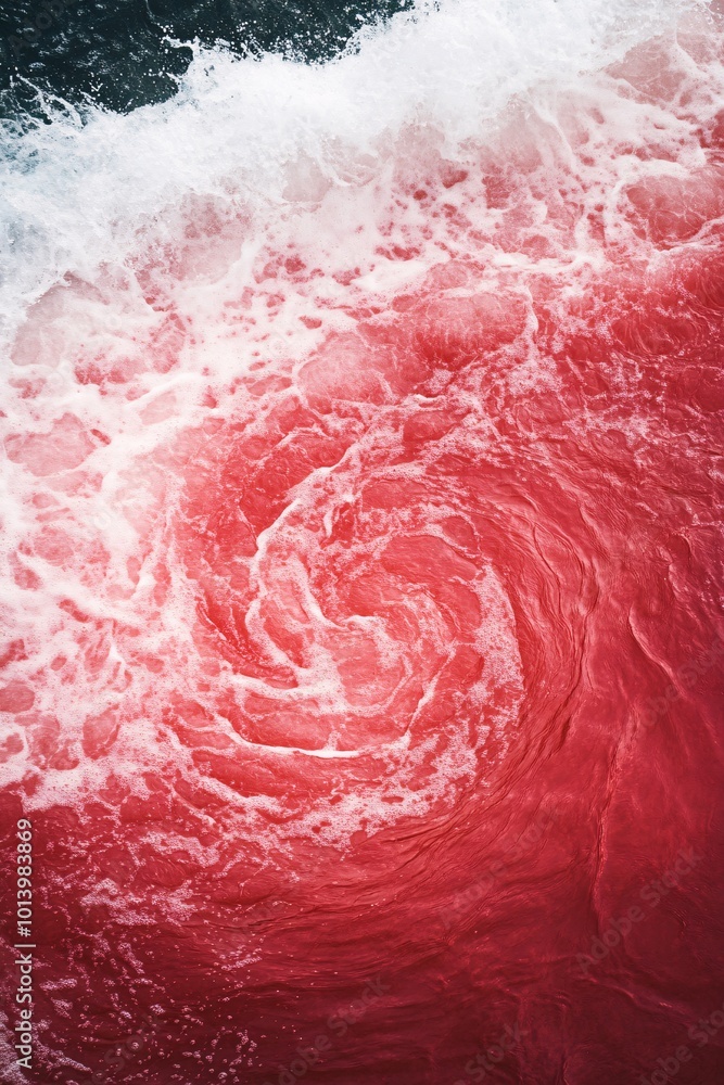 Fototapeta premium red swirling ocean waves