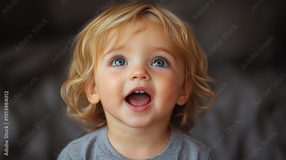 Portrait of a Baby Boy with Blonde Hair and Blue Eyes Looking Up Portrait of a Baby Boy with Blonde Hair and Blue Eyes Looking Up