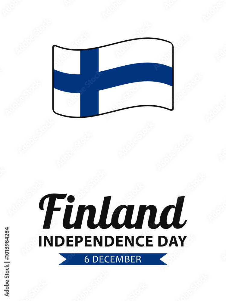 Finland Independence Day, vector design for greeting card, poster or banner. Text Finland Independence Day, 6 december and Finnish flag isolated on white background. Finland Independence Day, vector design for greeting card, poster or banner. Text Finland Independence Day, 6 december and Finnish flag isolated on white background.