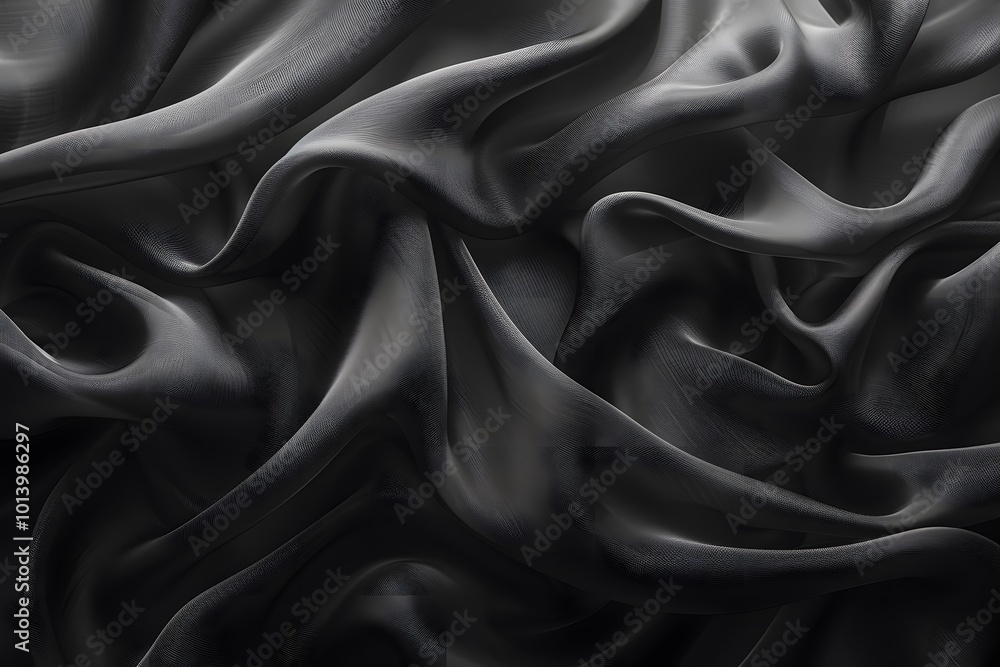 Elegant Waves of Black Fabric Texture for Luxury Design and Decor Elegant Waves of Black Fabric Texture for Luxury Design and Decor