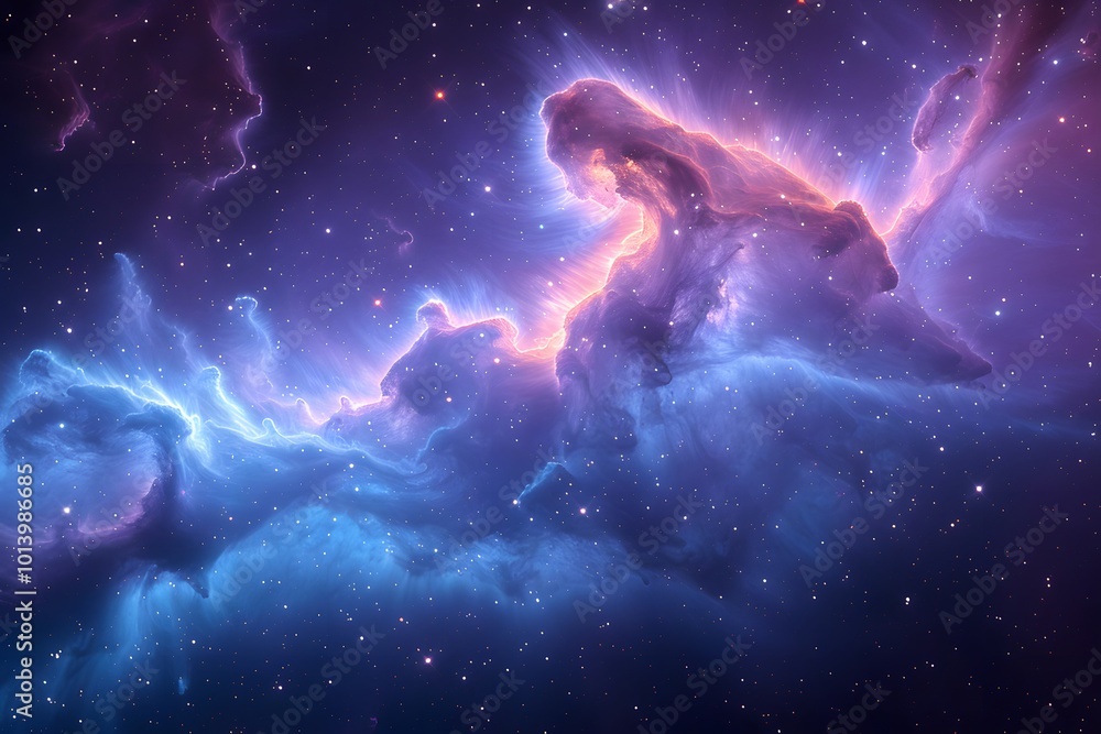 Obraz premium Mystical Cosmic Nebula in Deep Space with Vibrant Colors for Astronomy Posters