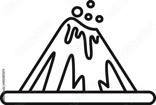Minimalist icon of a volcano erupting, with lava flowing down its sides