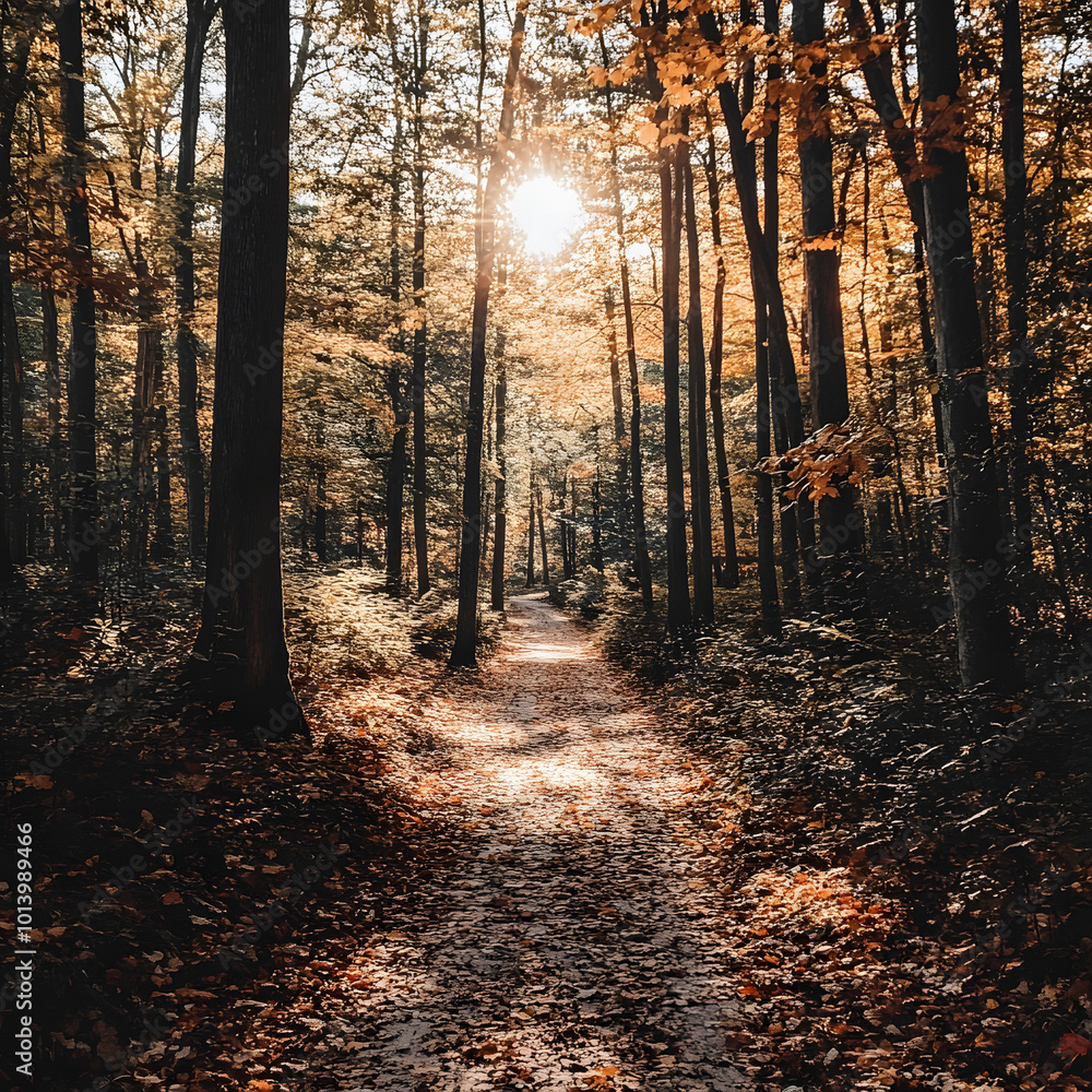 Enchanting Autumn Forest Path with Vibrant Foliage Enchanting Autumn Forest Path with Vibrant Foliage