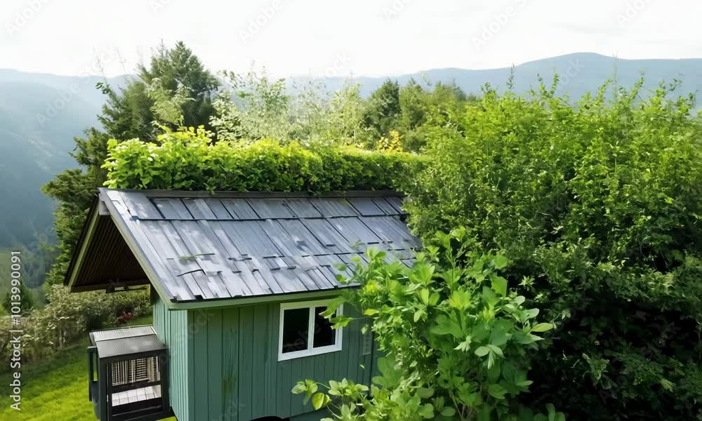 Tiny house with a rooftop garden. Video Tiny house with a rooftop garden. Video