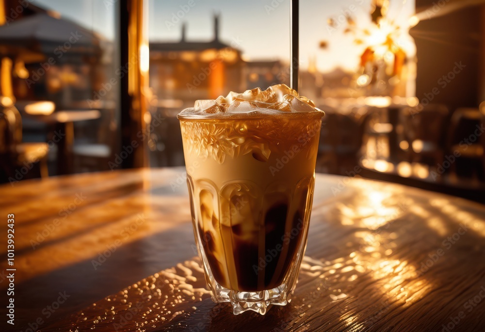 frosty glass dynamic iced coffee showcasing beautiful condensation refreshing layers, cold, brew, beverage, cubes, drink, chilled, latte, sweet, creamer frosty glass dynamic iced coffee showcasing beautiful condensation refreshing layers, cold, brew, beverage, cubes, drink, chilled, latte, sweet, creamer