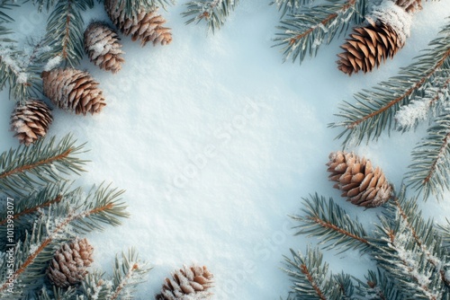 Wallpaper Mural pine cones on snow Torontodigital.ca