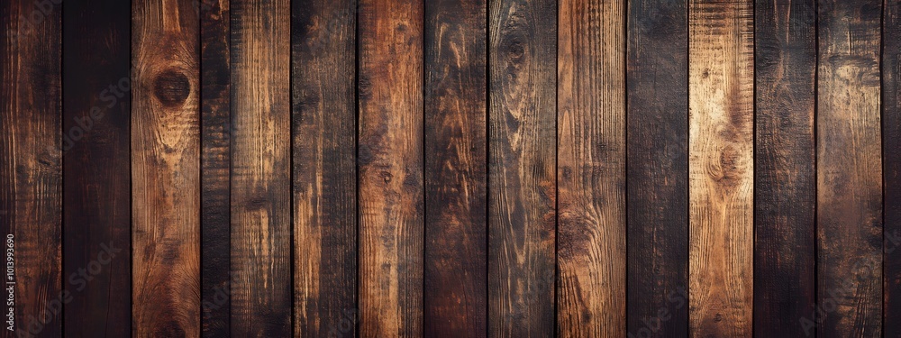 Fototapeta premium Wooden background with dark brown wood planks, a wooden wall texture