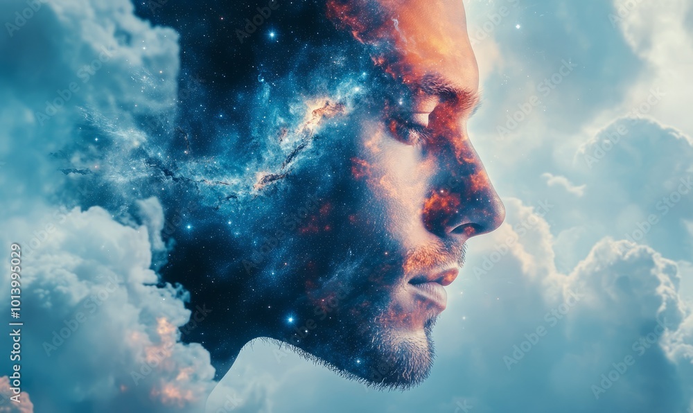 Double exposure with cosmic elements Double exposure with cosmic elements