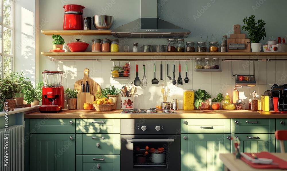 Family-friendly kitchen with child-safe gadgets and ingredients Family-friendly kitchen with child-safe gadgets and ingredients