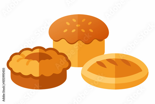 Meat pie and sausage roll on a white background