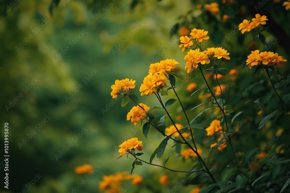 A bunch of yellow flowers are in a green field. The flowers are in full bloom and are very bright. The field is lush and green, and the flowers are the main focus of the image A bunch of yellow flowers are in a green field. The flowers are in full bloom and are very bright. The field is lush and green, and the flowers are the main focus of the image
