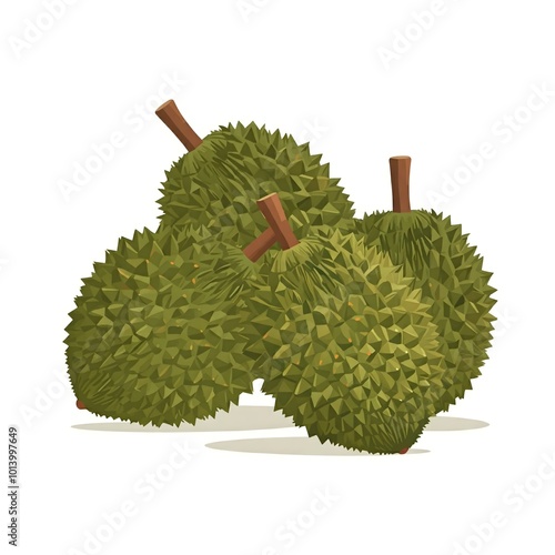 Thai Durio fresh green rian fruit on white background. fresh green rian fruit on white background. photo