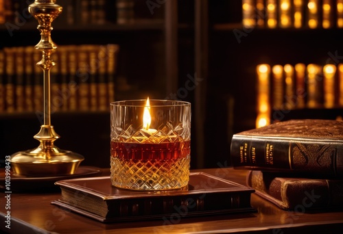 elegant whiskey glass filled rich amber liquid captures timeless sophistication opulence stunning visual display, beverage, stylish, drink, alcohol photo