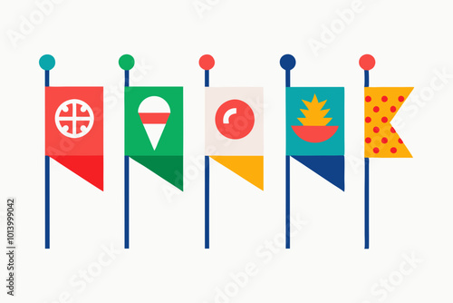 Mini Flag Handouts with creative vector design on a white background