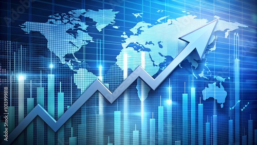 Arrow and Stock Market Papercut Background Design for Business, Global Economy, and Inflation: Graphic for Banking, Investment Growth, and Forex Trading Strategy