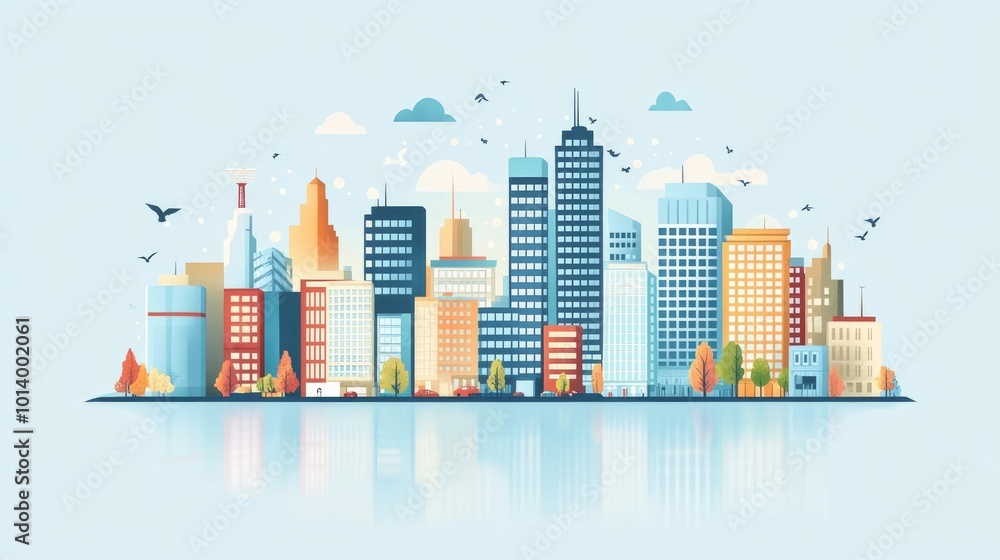 Smart building concept illustration for a city A graphical representation of intelligent city design integrated with IoT and AI technology for efficient urban management Smart building concept illustration for a city A graphical representation of intelligent city design integrated with IoT and AI technology for efficient urban management