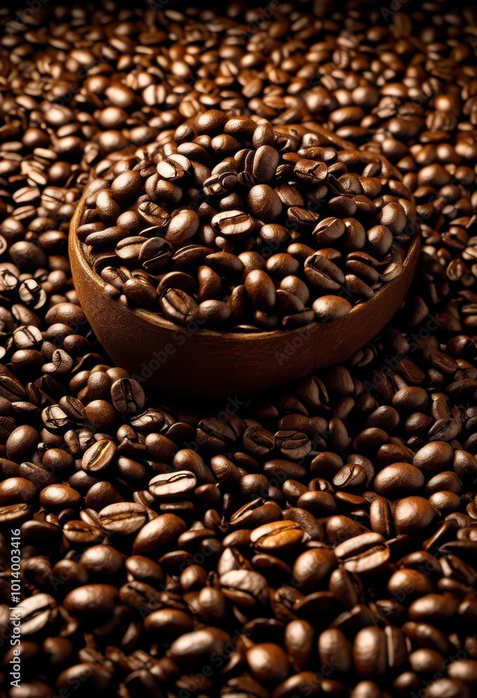 Fototapeta premium coffee beans artfully spilled canvas creating unique visual composition rich colors textures, dark, brown, vibrant, contrast, pattern, organic, natural, gourmet