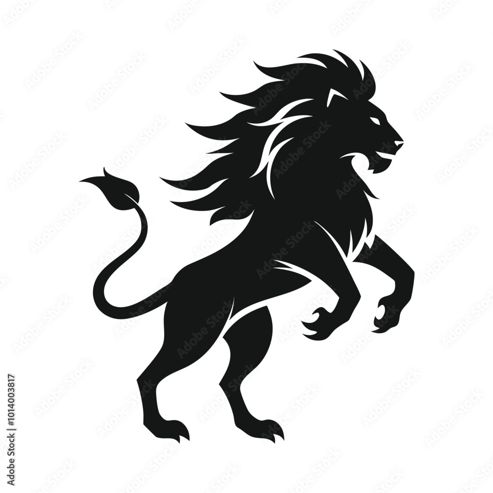 Minimalistic black and white Lion Silhouette Pose - Bold Vector Design with Clean, Smooth Lines Minimalistic black and white Lion Silhouette Pose - Bold Vector Design with Clean, Smooth Lines