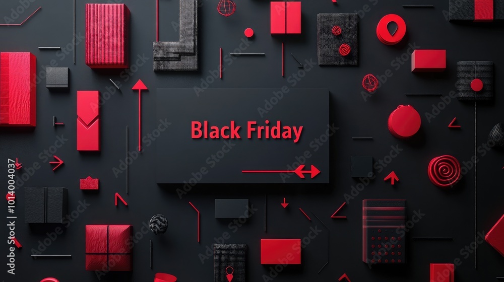 Black Friday Sale: Red and Black Minimalist Background with Geometric Shapes Black Friday Sale: Red and Black Minimalist Background with Geometric Shapes
