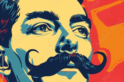 Retro Style Banner Ad Featuring a Man with an Oversized Mustache for a Mustache-Themed Event