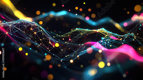 Abstract futuristic digital wallpaper with wavy mesh web 